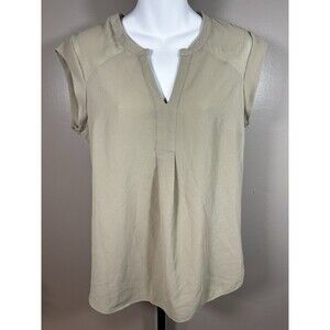 Daniel Rainn Shirt Small Tan Solid Sheer Blouse Sleeveless Womens